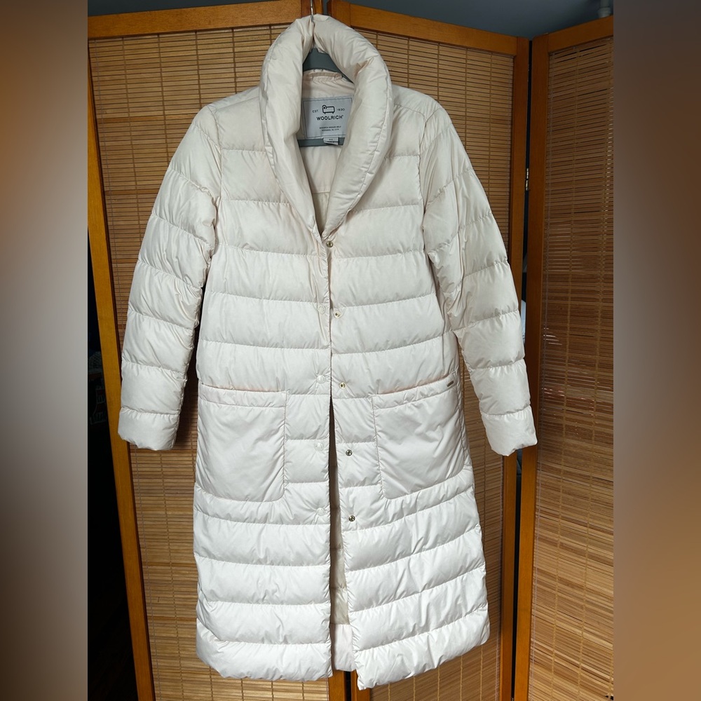 Woolrich Long Ellis Cream Puffer Jacket